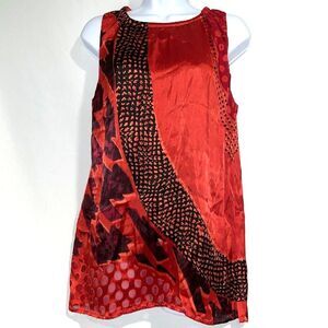Velvet Cutout Whimsigoth Fairy Silk Blend Sleeveless‎ Tank Top Art Geometric M